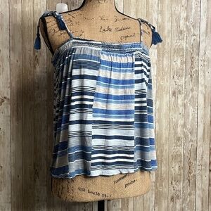 🐺Aeropostale Blue and White Striped Tube Top with Ties